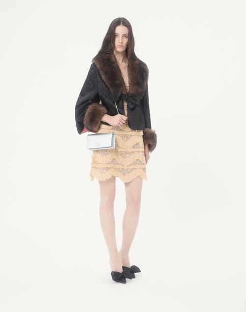Valentino Garavani - Vlogo Signature Mini Shoulder Bag In Laminated Grainy Calfskin - Silver - Woman - Clutches